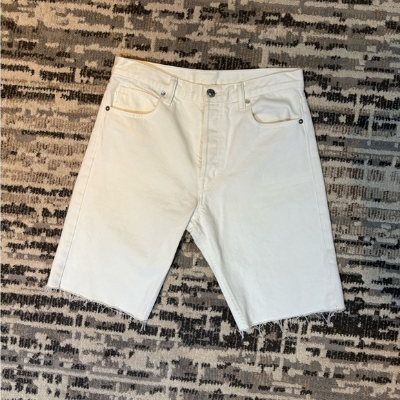 Helmut Lang Highrise Crisp White Cuff Out Shorts Cotton Size 28 / Medium - Picture 6 of 14